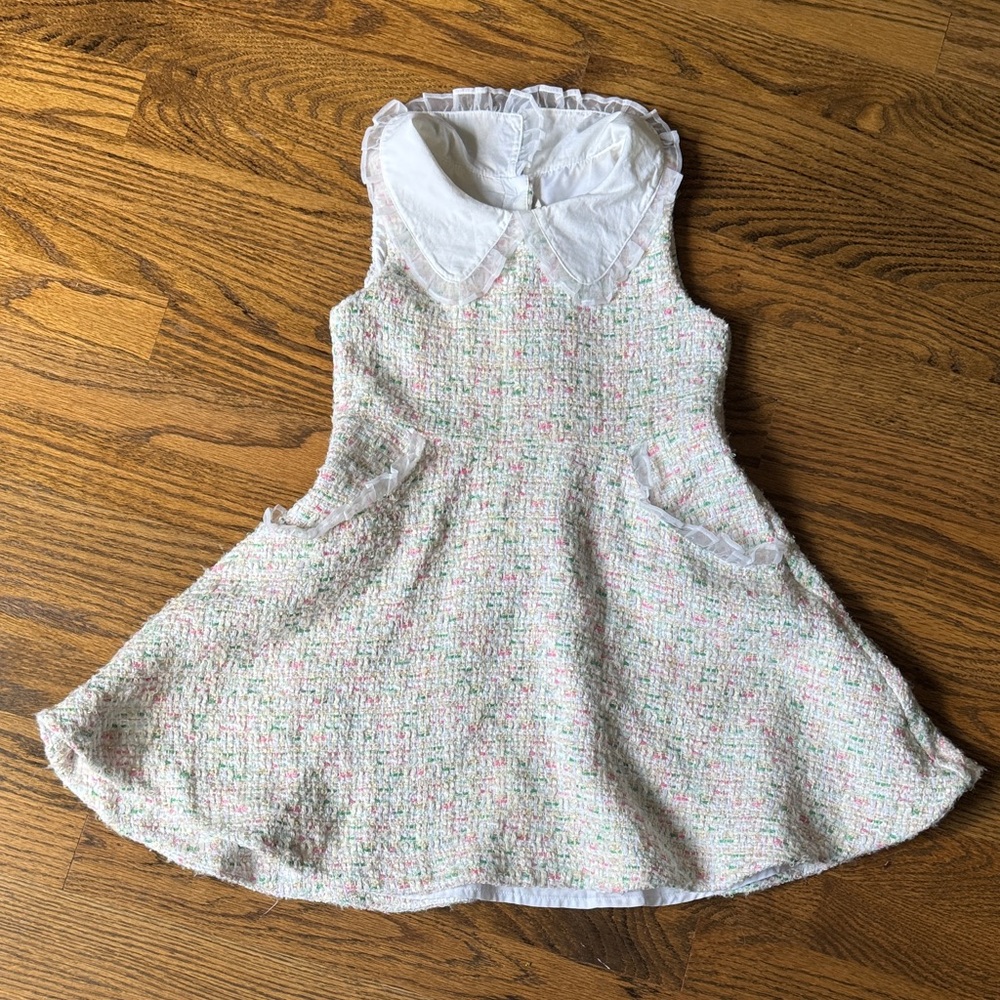 Boucle Collared Pink and White Janie and Jack Dress size 5